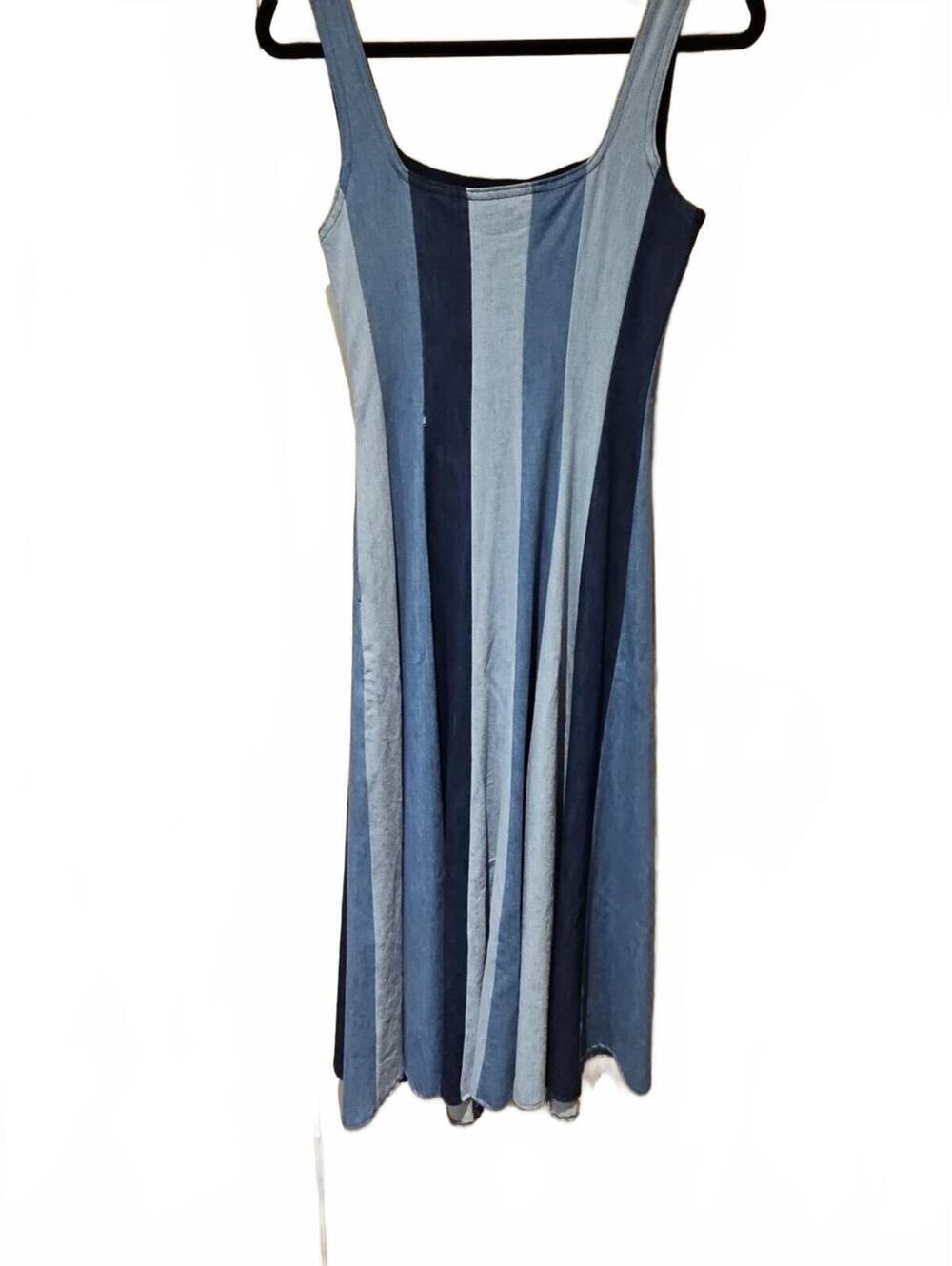 New Anthropologie x Farm Rio Colorblocked Denim Midi Dress sz XS $248 - Picture 5 of 8